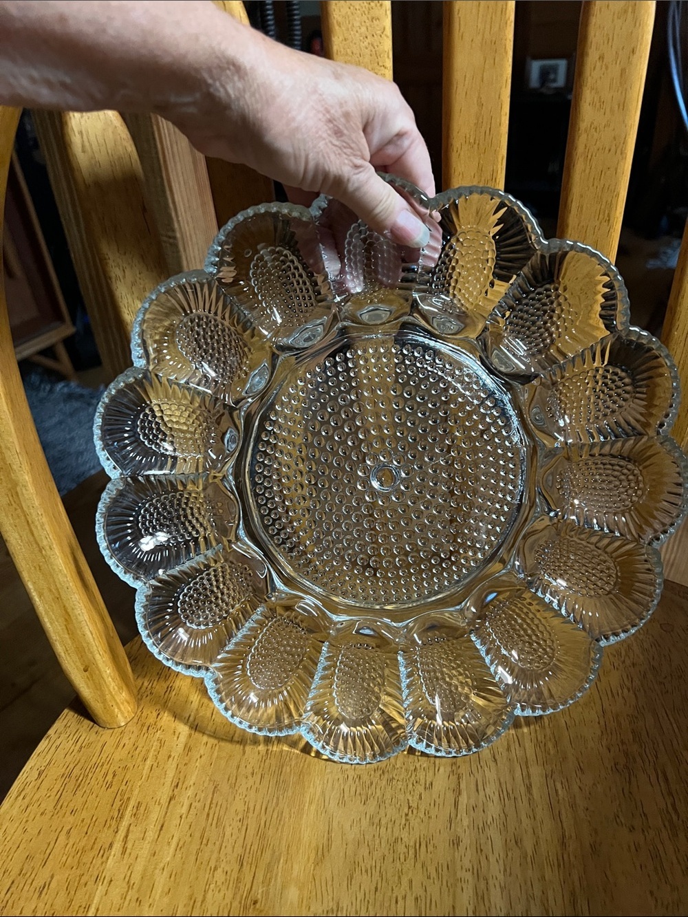 Vintage Indiana Glass Hobnail Deviled Egg Plate